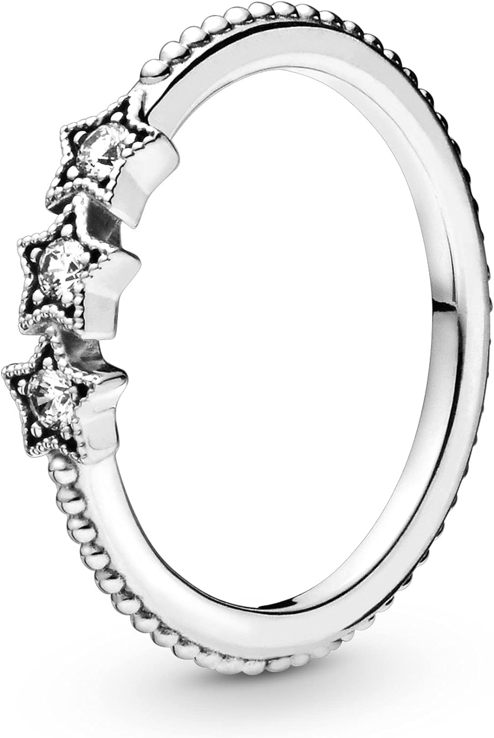 Pandora Celestial Stars Ring - Sterling Silver Ring for Women - Layering or Stackable Ring - Sterling Silver with Clear Cubic Zirconia - Size 7.5, No Gift Box