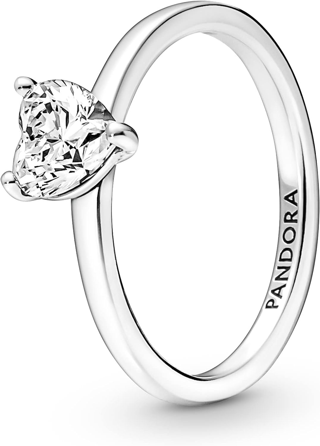 Pandora Sparkling Heart Solitaire Ring - Statement or Promise Ring for Women - Layering or Stackable Ring - Gift for Her - Sterling Silver with Clear Cubic Zirconia - With Gift Box